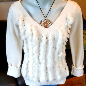 Buffalo David Bitton Sillywabbit V-neck rabbit fur sweater, S
